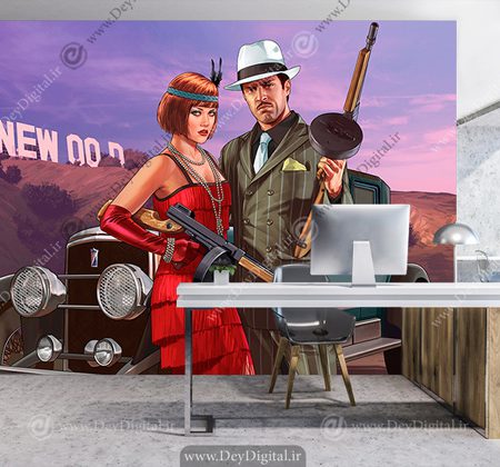 پوستر دیواری بازی جی تی ای با تم قرن بیست آمریکا