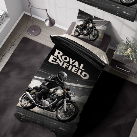 روتخی یک نفره طرح موتور royal enfield classic 350 مشکی با زمینه تیره