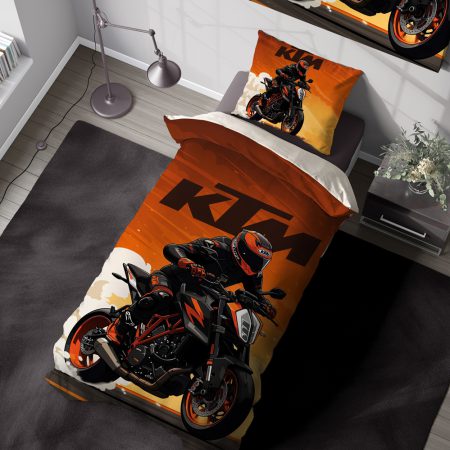ست روتختی طرح موتور ktm 200 duke مشکی و نارنجی