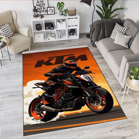 فرشینه طرح موتور KTM نارنجی و مشکی