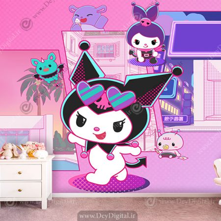 پوستر دیواری طرح فانتزی کرومی با رنگهای صورتی و بنفش