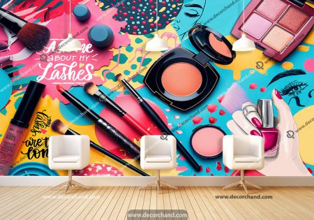 پوستر سالن زیبایی طرح لوازم آرایش و میکاپ