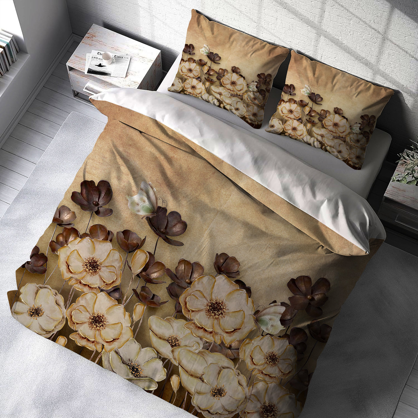 روتختی دونفره طرح گل نقاشی