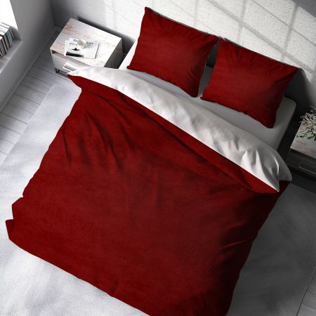 روتختی دونفره قرمز با زمینه بافت سیمان