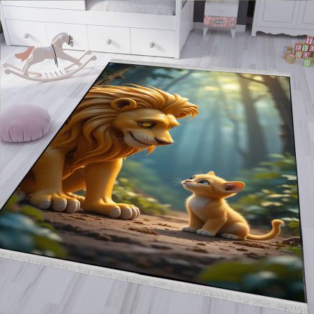 فرشینه چاپی اتاق پسر طرح کارتونی شیر