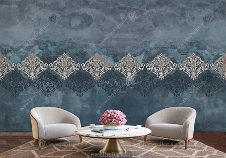 پوستر دیواری سنتی پتینه‌ای رنگ آبی