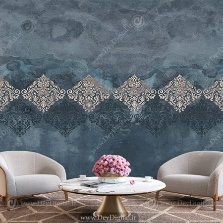 پوستر دیواری سنتی پتینه‌ای رنگ آبی