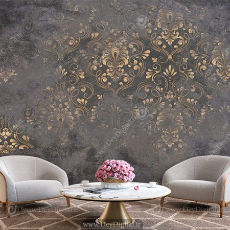 پوستر دیواری سه بعدی طرح گل داماسک