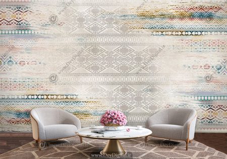 پوستر دیواری طرح سنتی رنگی با زمینه روشن