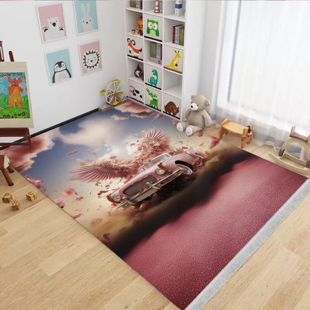 فرشینه چاپی طرح فانتزی و کلاسیک با تم صورتی