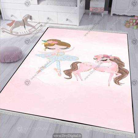 فرشینه طرح آبرنگی پرنسس و تک شاخ