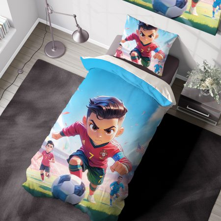 ست روتختی فوتبالی طرح انیمیشنی جذاب از رونالدو در زمین فوتبال