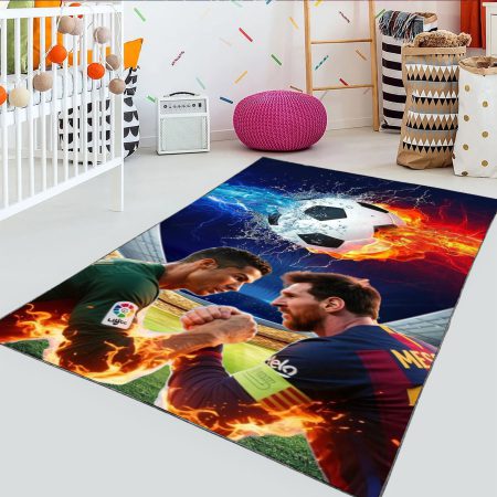 فرشینه اتاق پسرانه طرح آتشین مسی و رونالدو