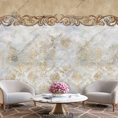 پوستر دیواری طرح جدید پتینه طلایی و قهوه ای با زمینه روشن