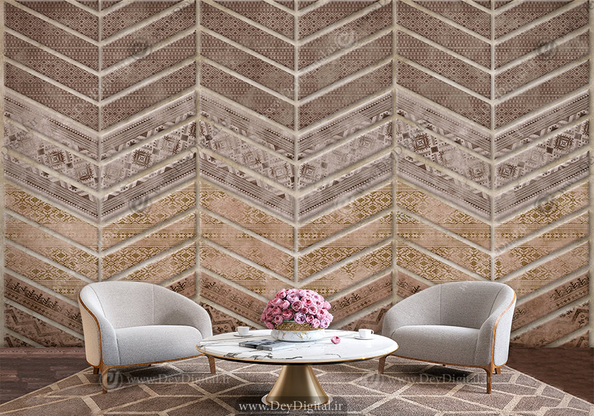 پوستر دیواری سه بعدی طرح کاشی سنتی