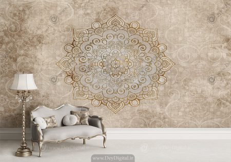 پوستر دیواری طرح جدید شمسه با زمینه کرمی