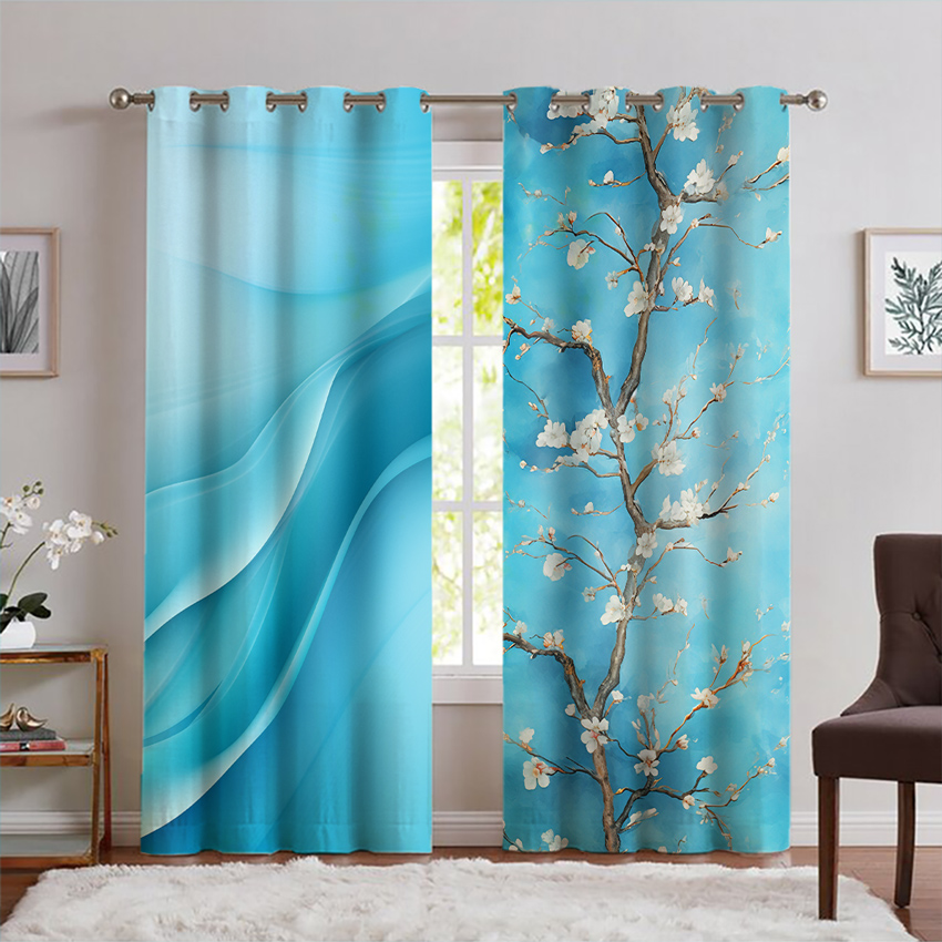 پرده چاپی سه بعدی طرح شاخه درخت شکوفه