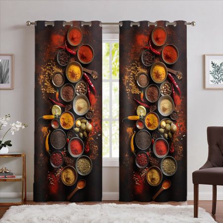 پرده پانچی برای آشپزخانه طرح ادویه