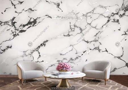 پوستر دیواری طرح ساده سنگ مرمر با زمینه سفید