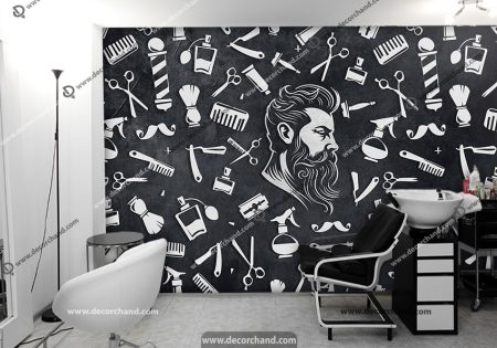 کاغذ دیواری سه بعدی آرایشگاه مردانه