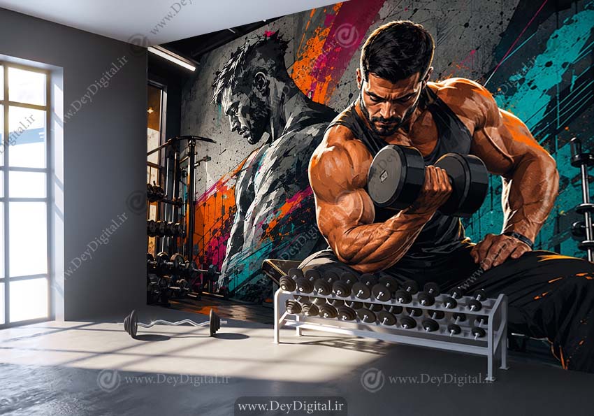 پوستر سه بعدی طرح بدنسازی برای باشگاه مردانه