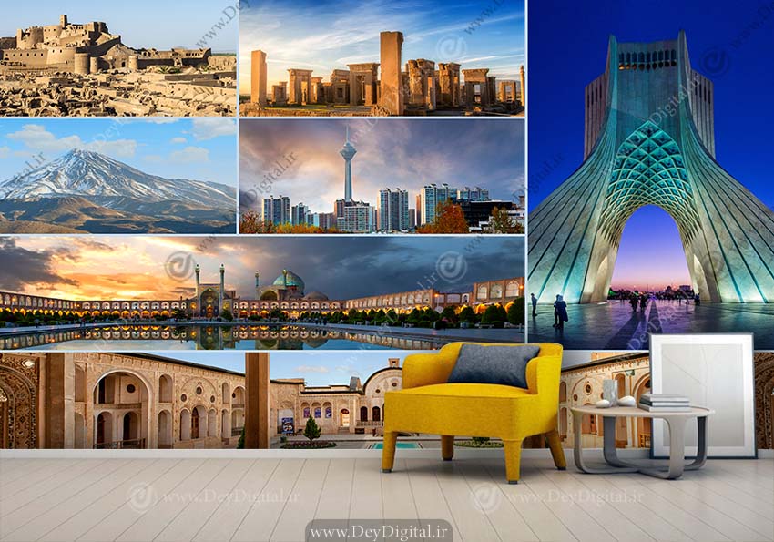 پوستر دیواری سه بعدی طرح مکان های دیدنی ایران