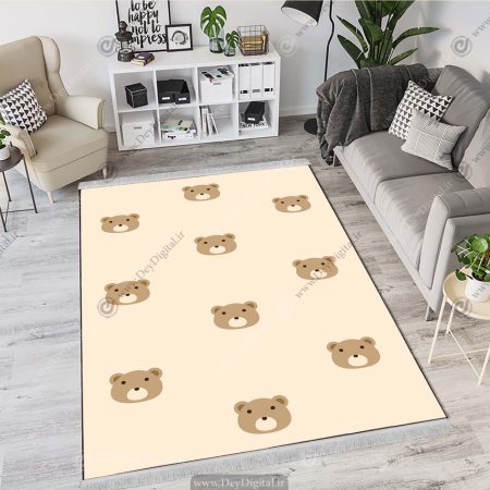 فرشینه چاپی طرح پترنی خرسی برای اتاق کودک