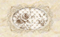 پوستر دیواری گل رز با زمینه مرمر