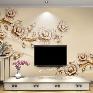 پوستر دیواری شاخه گل های طلایی