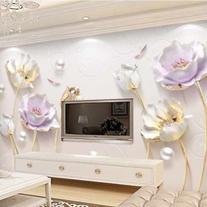 پوستر دیواری گل های طلایی برجسته
