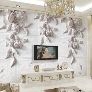 پوستر دیواری گچ بری سه بعدی گل های زیبا