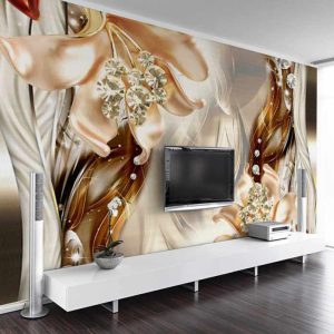 پوستر دیواری گل های کرم قهوه ای
