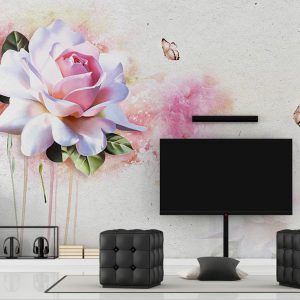 کاغذ دیواری سه بعدی تک گل رز برجسته