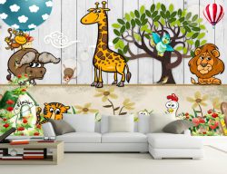 پوستر دیواری طرح کودکانه حیوانات جنگل
