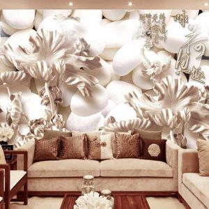 پوستر دیواری گچ بری گل های سه بعدی