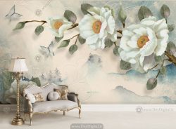 پوستر دیواری شاخه گل سفید BA-1029