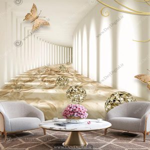 پوستر دیواری سه بعدی پروانه و تنول برای پشت تی وی BA-1104