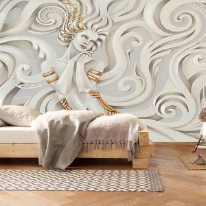 کاغذ دیواری سه بعدی گچ بری چهره زن