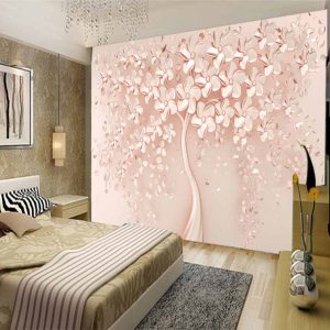 کاغذ دیواری سه بعدی درحت صورتی