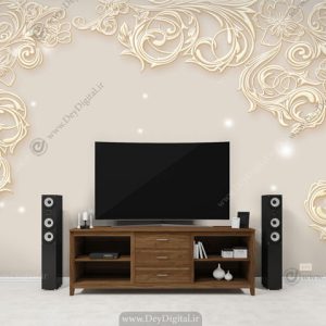 پوستر دیواری پشت تلویزیون گل خطی BA-1309