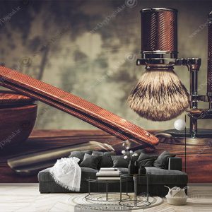 پوستر دیواری طرح تیغ و ریش تراش برای آرایشگاه مردانه