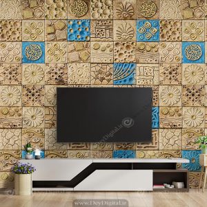پوستر دیواری طرح سنتی خشتی با نقوش هندسی