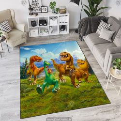 فرش چاپی طرح کارتونی دایناسور های خوب