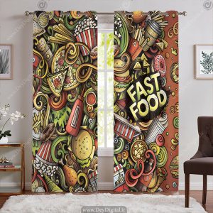 پرده چاپی فست فود طرح خلاقانه
