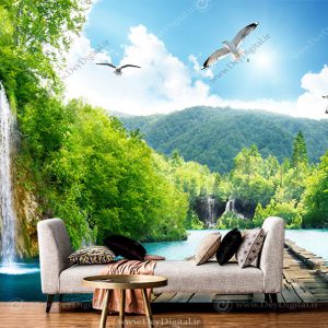 پوستر سه بعدی منظره پشت تلویزیون