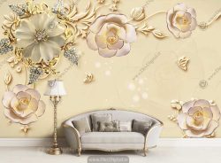 پوستر دیواری گل طلایی BA-2041