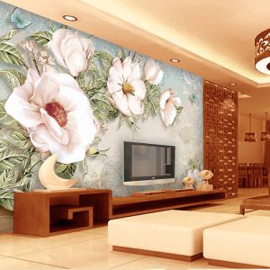 پوستر دیواری گل سه بعدی خمیری