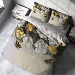 روتختی دونفره طرح گل سه بعدی با زمینه ساده