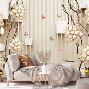 پوستر دیواری سه بعدی گل جواهری BA-2421