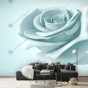 کاغذ دیواری گل رز آبی
